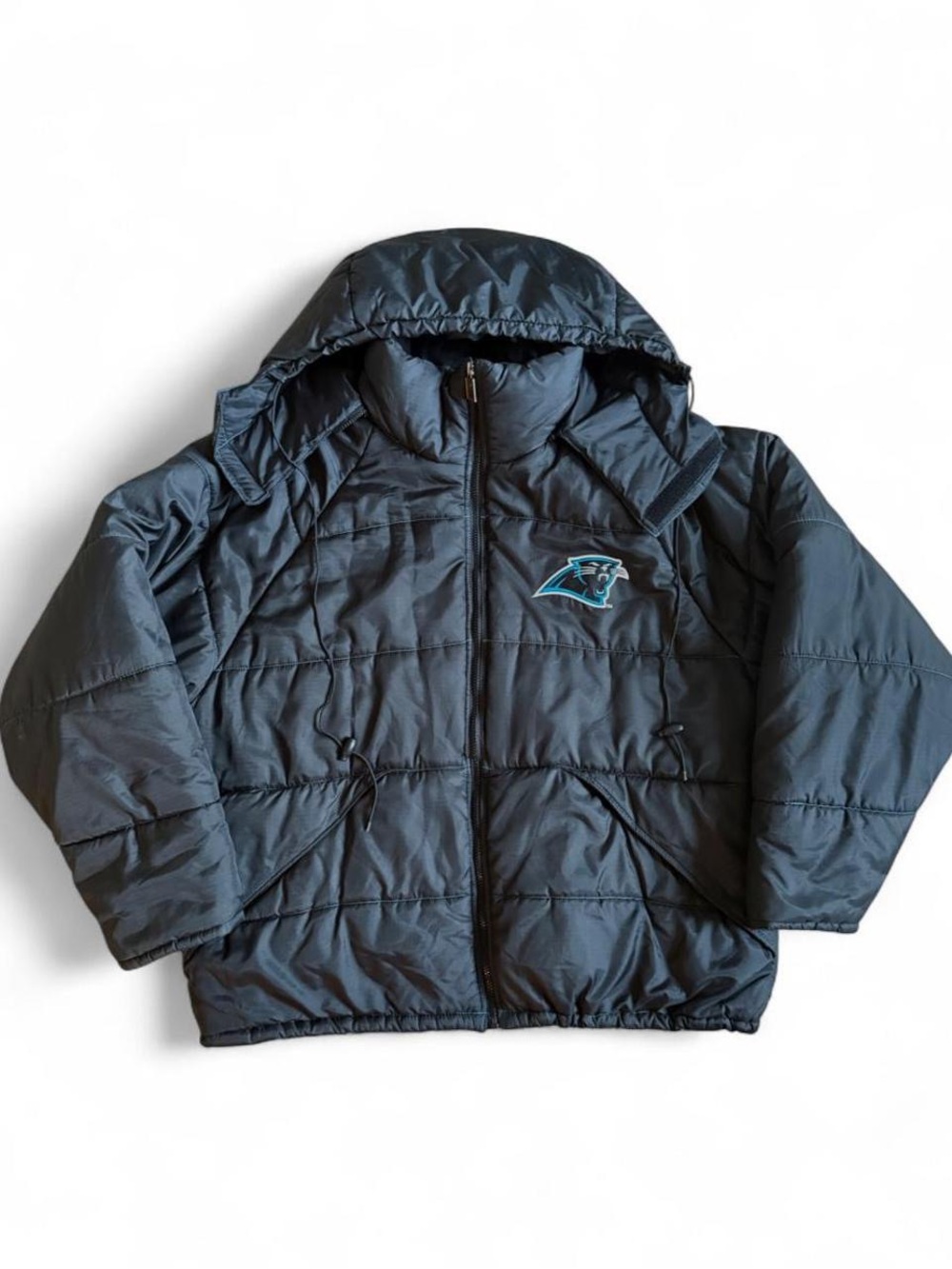 Vintage NFL Carolina Panthers Black Hooded Puffer Jacket